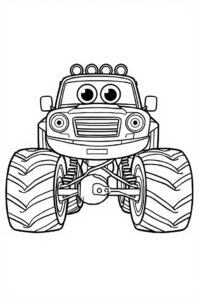 Ein Cartoon Monstertruck mit grossen ausdrucksstarken Augen