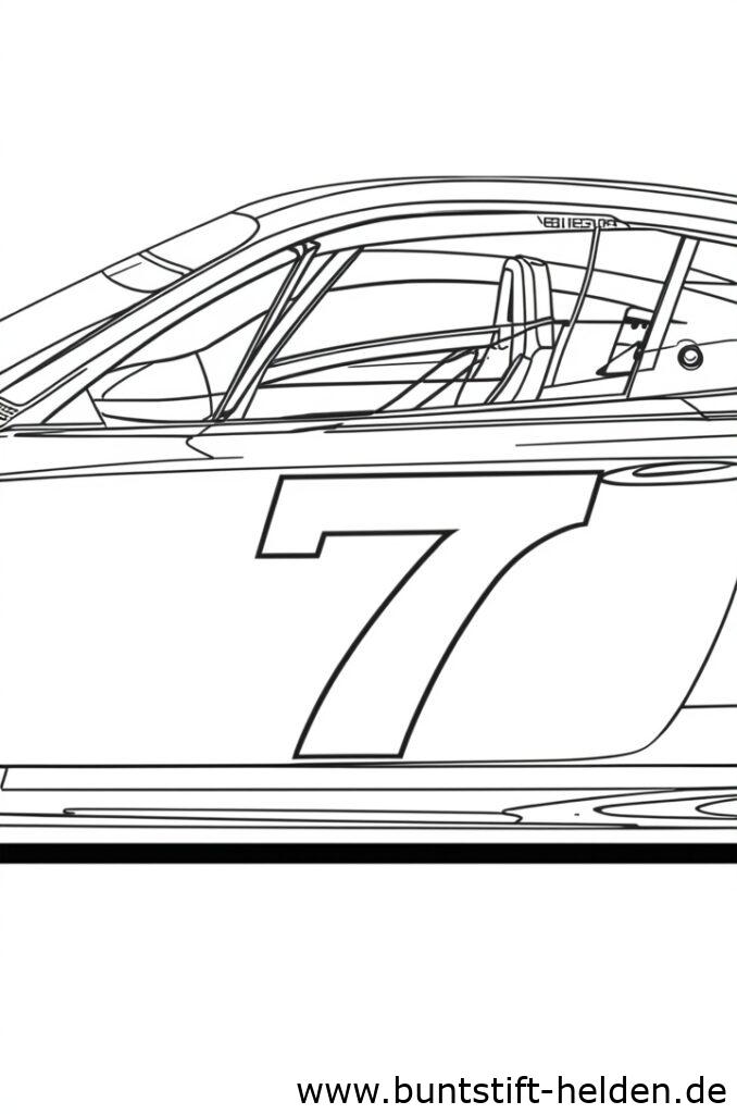 Ein eleganter Rennwagen mit grosser Startnummer auf der Seite