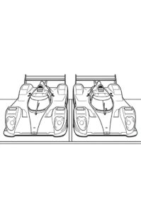 Zwei elegante Rennwagen stehen nebeneinander am Start