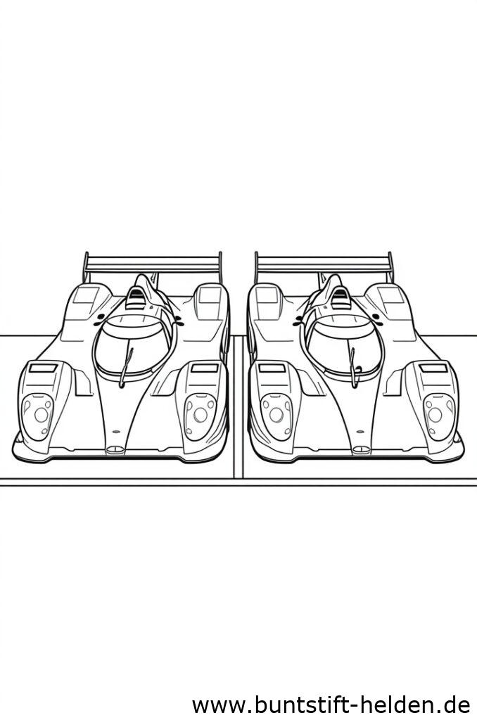Zwei elegante Rennwagen stehen nebeneinander am Start