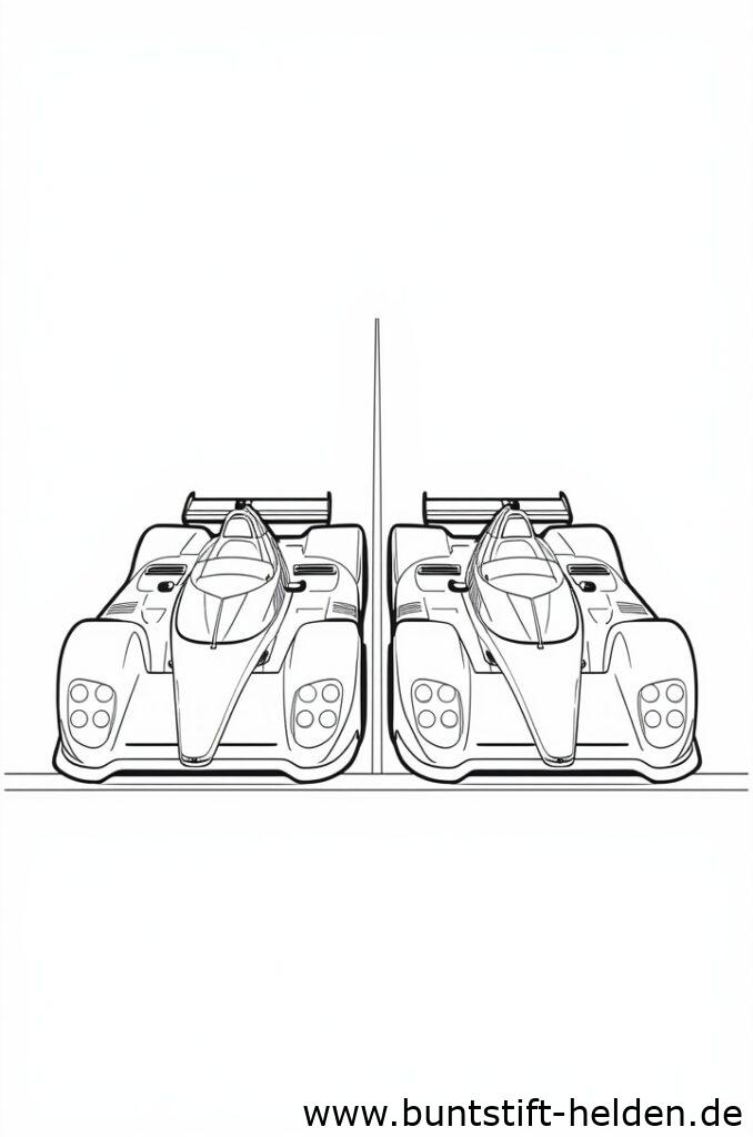 Zwei elegante Rennwagen stehen nebeneinander am Start