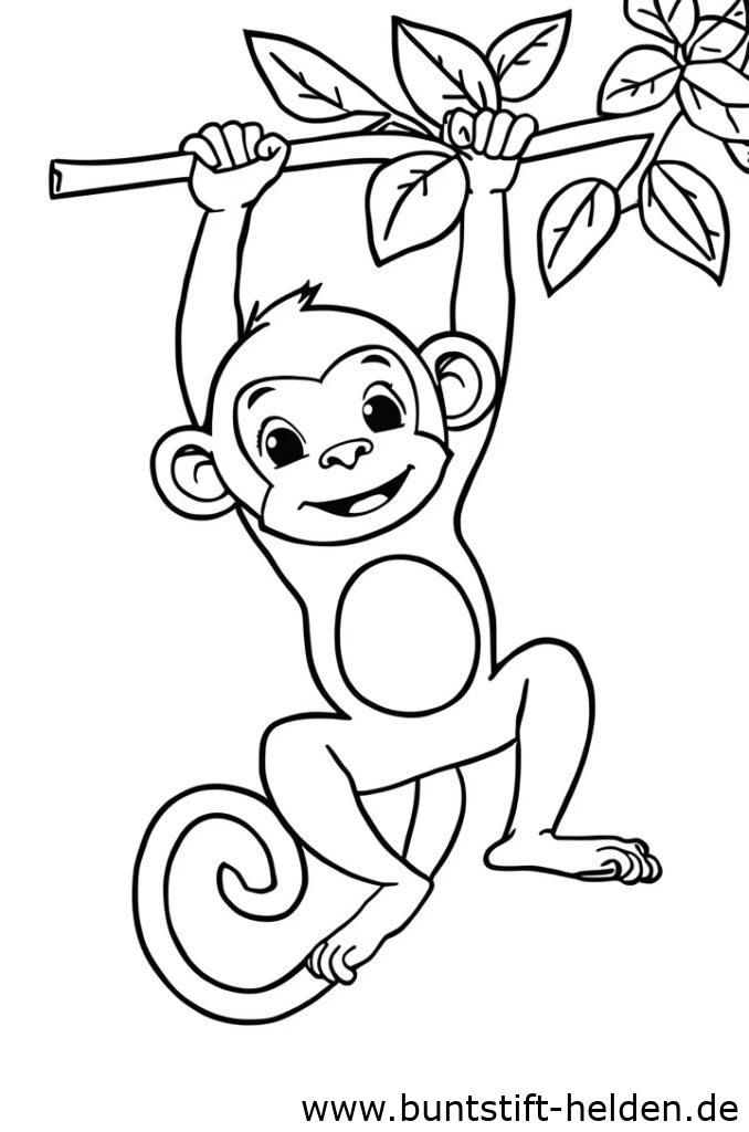 affe schwingt an liane 1