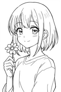 anime maedchen mit blume