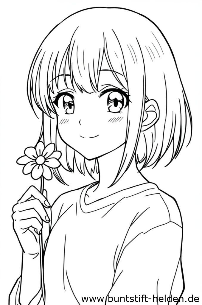 anime maedchen mit blume