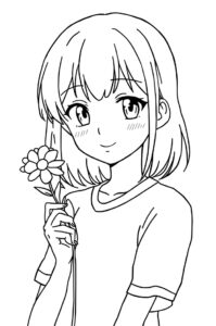 anime maedchen mit blume