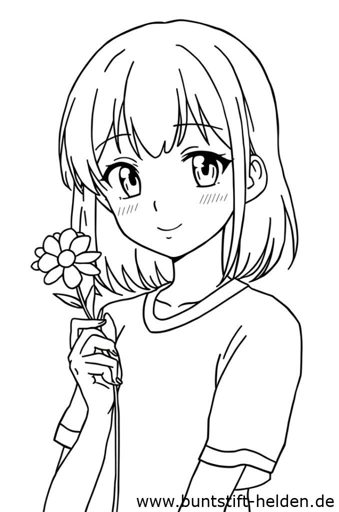 anime maedchen mit blume