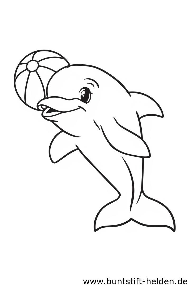 Delfin Mit Ball Ausmalbild - Jetzt kostenlos herunterladen und ausdrucken!