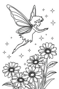 fee fliegt ueber blumen 1