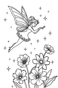 Fee Fliegt Über Blumen