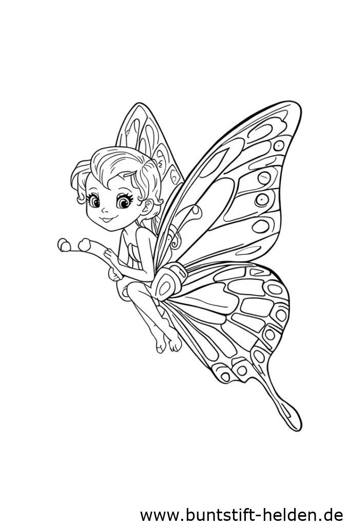 fee reitet auf schmetterling da