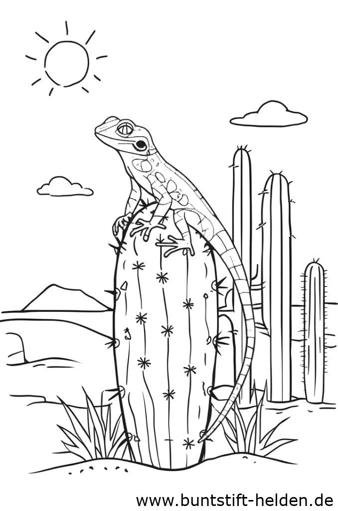 kaktus und eidechse