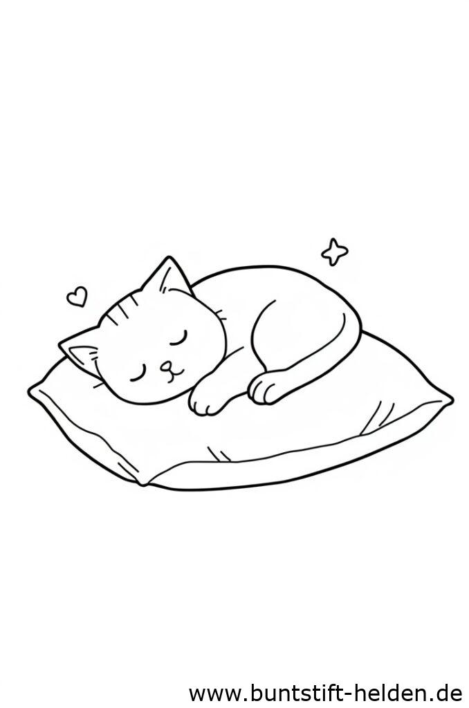 katze schlaeft auf kissen 1