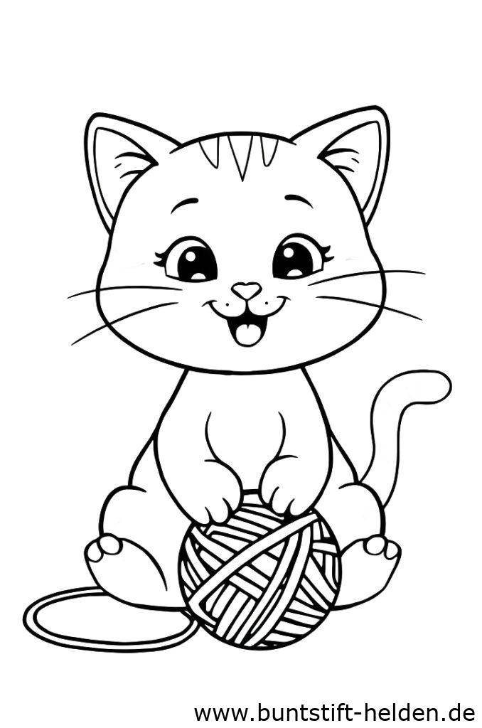 katze spielt mit wollknuel 2