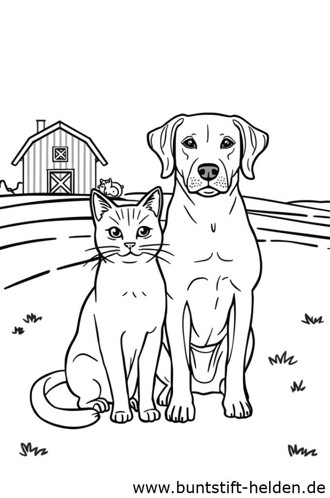katze und hund auf hof 2