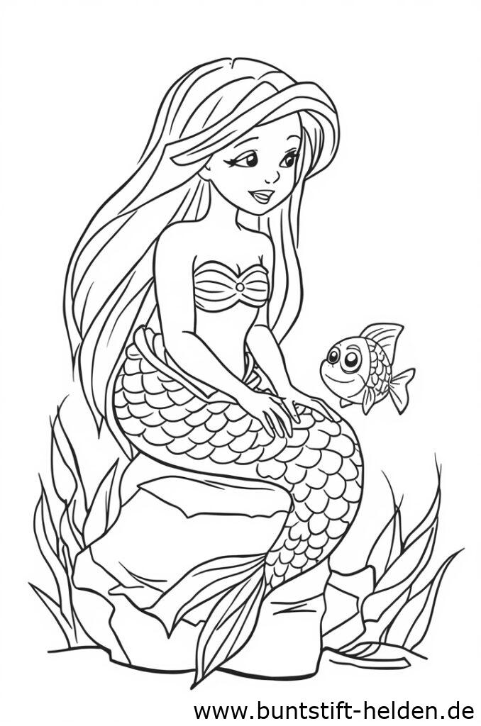 meerjungfrau am felsen da