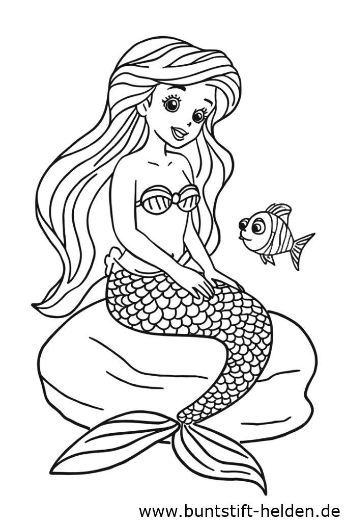 meerjungfrau am felsen da