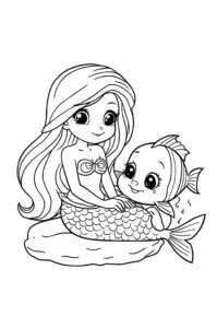 Meerjungfrau Mit Fischfreund