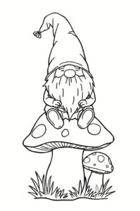 wichtel sitzt auf pilz 1