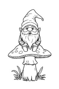 wichtel sitzt auf pilz 2