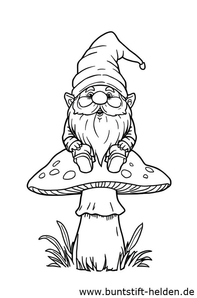 wichtel sitzt auf pilz 2