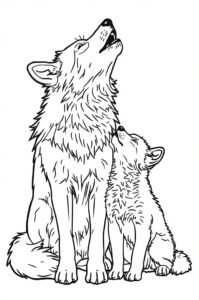 wolf heult mit welpen 2