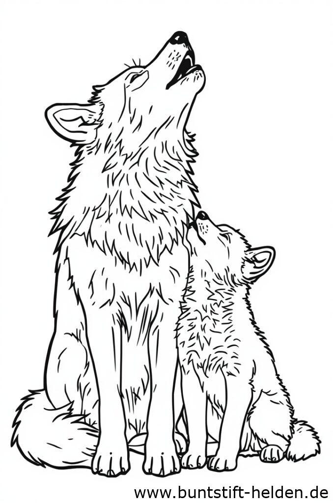 wolf heult mit welpen 2